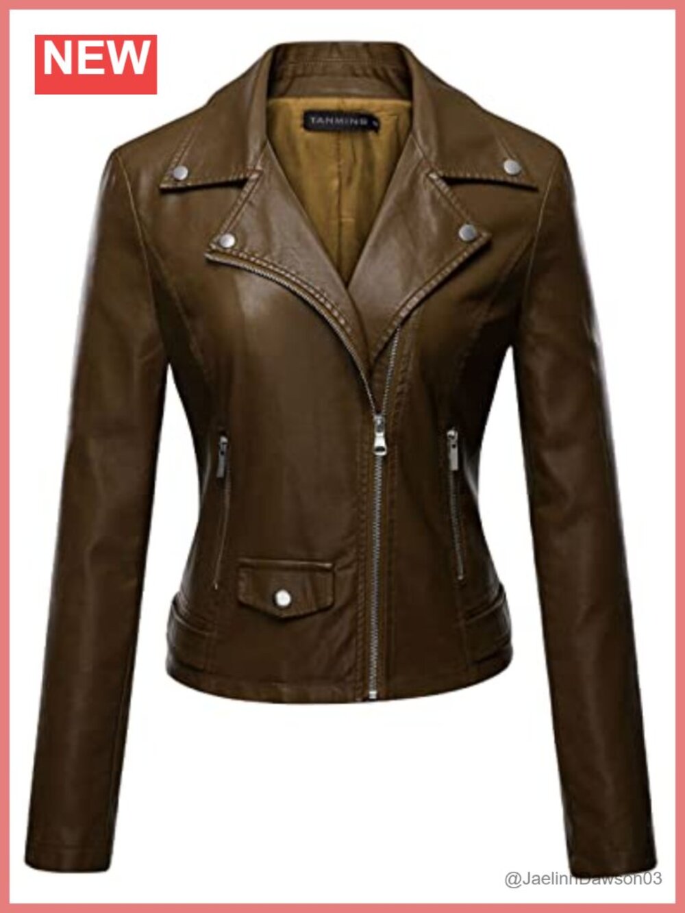 Faux Leather Moto Biker Jacket Zip Up Notch Collar Short Coat